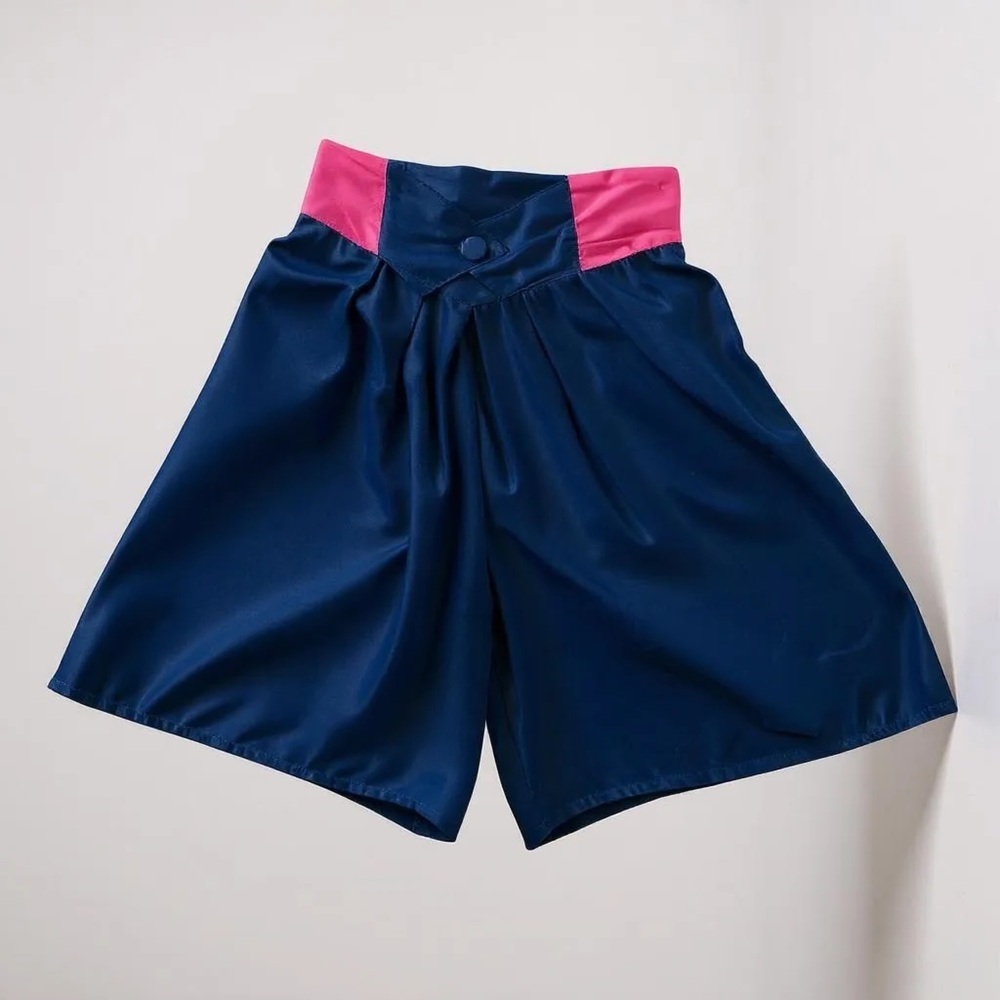 Vintage “CATCH ME” Union Made Navy Blue and Pink Bubble Bermudas Shorts